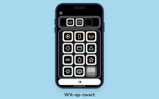 Weergave wit op zwart.